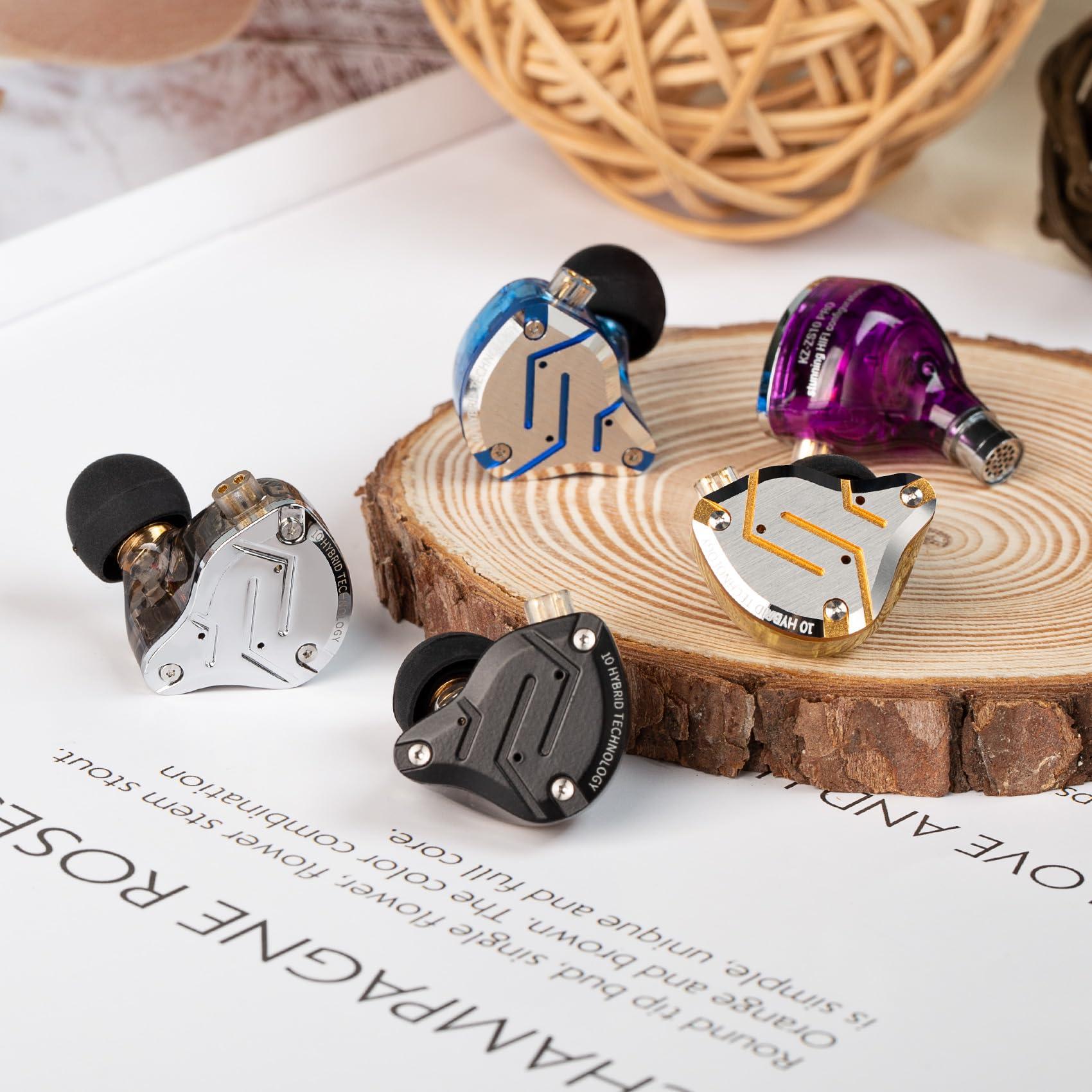 Kinboofi KZ ZS10 Pro in Ear Monitor Earbuds Headphone, KZ Earbuds with 4BA and 1DD Drivers, KZ HiFi IEM Earphone Upgraded ZS10 Pro with Detachable 0.75mm 2 Pin 6N OFC Cable (Black No Mic)