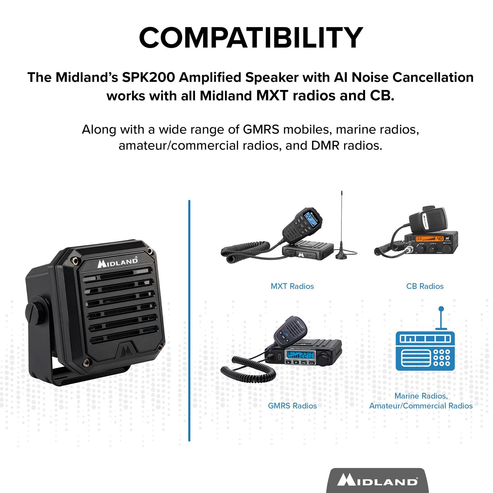 Midland Midland SPK200 - Amplified External Speaker with AI Noise Cancellation, 20 Watts of Power, 8 OHMS Dynamic Sound, IP67 Waterproof (Ultimate)