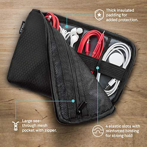 UT Wire UT Wire Pocket Travel Organizer Case with Zipper for Charger, Cable, Power Bank, Flash Memory Accessories Holder in Black 1-Pack