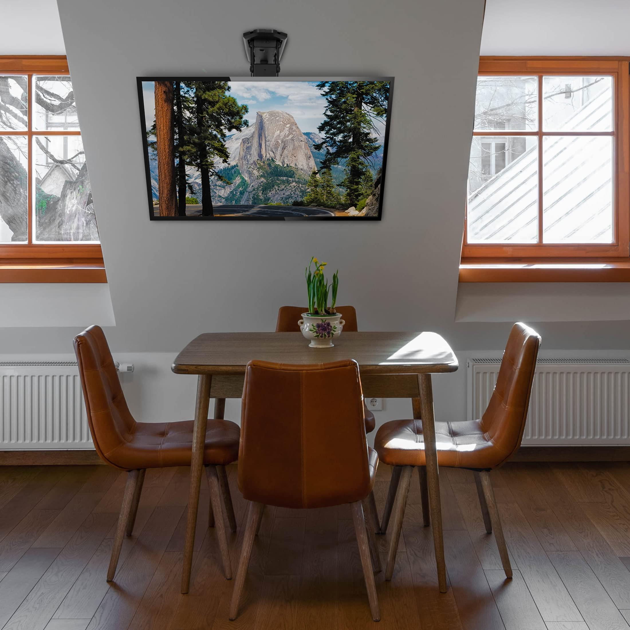 Mount-It! Mount-It! Motorized Ceiling TV Mount for 32 to 70 Inch TVs, Electric Flip Down TV Bracket with Remote and App Control, Drop Down Ceiling Mounting Bracket for Flat and Pitched Roofs, Holds Up to 77 lbs