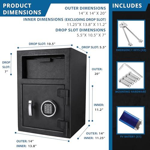 BARSKA BARSKA AX12588 Standard Keypad Security Depository Drop Safe 1.03 Cubic Ft