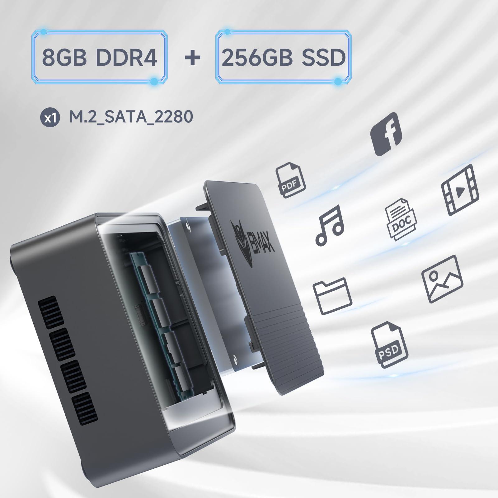 Bmax Bmax B3 Mini PC 256GB SSD 8GB DDR4, Intel 11th Gen N5095 Processor (up to 2.9GHz) 4C/4T, Auto Power On Mini Desktop Computer WiFi/BT5.0/HDMIx2 Support 4K Dual Screen Display, Wake On LAN