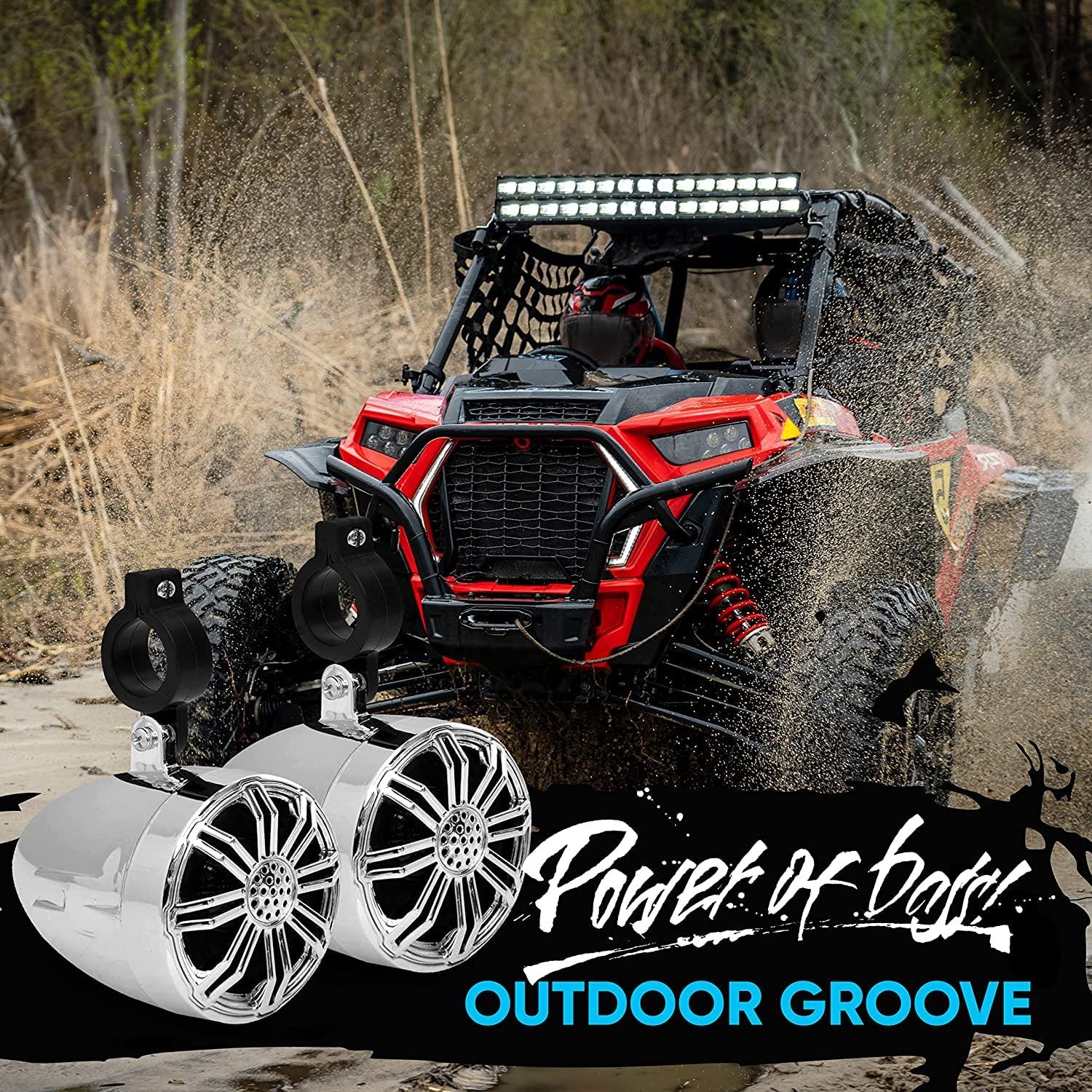 Pyle PyleUsa 2.25 Waterproof Off-Road Speakers - 20W Marine Grade Passive Woofer Sound System Full Range Outdoor Audio Stereo Speaker for Motorcycle, Car, ATV, 4x4, Jeep, Boat, Includes Brackets (Chrome)