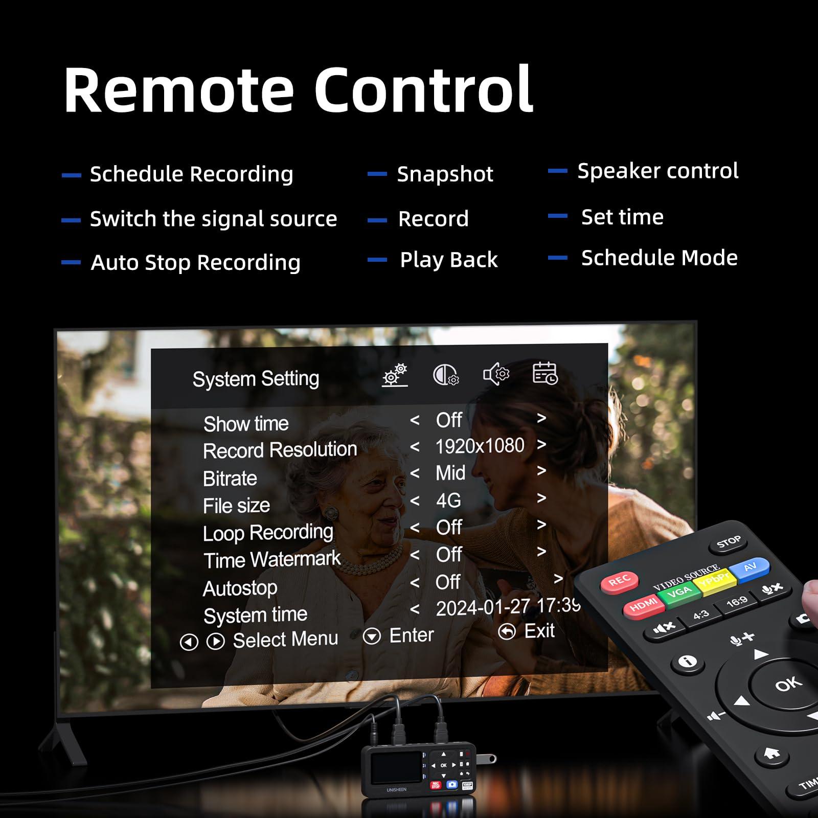 UNISHEEN UNISHEEN 4K Capture Box-1080P 60FPS Video to Digital Converter 4K HDMI/CVBS/VGA/YPBPR Inputs Video Recorder Capture from VCR, DVD, VHS Tapes, Hi8, Camcorders, Gaming Systems