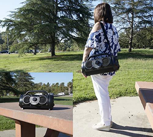 Boytone Boytone BT-18BK Portable Bluetooth Boombox Speaker, 80W Peak Indoor/Outdoor, Loud Sound, Deeper Bass, EQ, 5\" Subwoofer, Tweeter, FM, 9H Playtime, USB, Micro SD, Microphone, Recording, LED Light