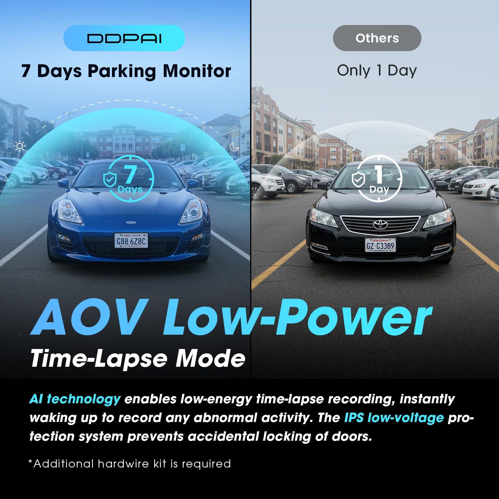 ddpai DDPAI 4K Dash Cam Front and Rear, 2160P+1080P Dash Camera for Cars, up to 15MB/s 5GHz WiFi Dashcam with 32G eMMC, GPS, Night Vision, 3\" IPS, WDR ADAS 20 Days Parking Mode Loop Recording G-Sensor, Z60