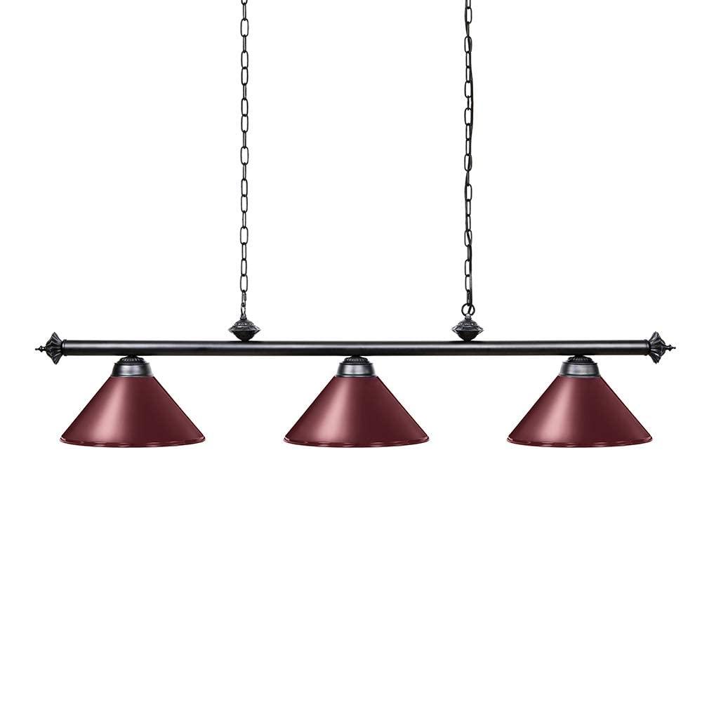 Wellmet Wellmet Pool Table Lights for 8'/9' Table with 3 Metal Shades, Billiard Lamp for Man Cave, Game Room, Kitchen Island Light for Restaurant Or Dining Room (Burgundy, 59 inch-3 Lights)