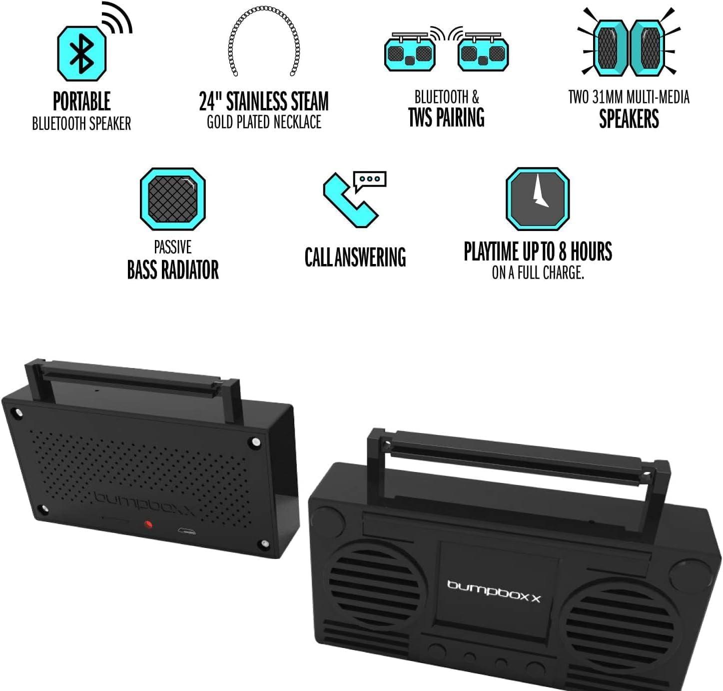 Bumpboxx Bumpboxx MicroBoom Wearable Necklace Bluetooth Speaker Boombox | Bluetooth Portable Speaker | Includes 24 Chain & Rechargeable LI-ION Battery | Add Music to The Latest Fashion Trend | Poppoin Purple