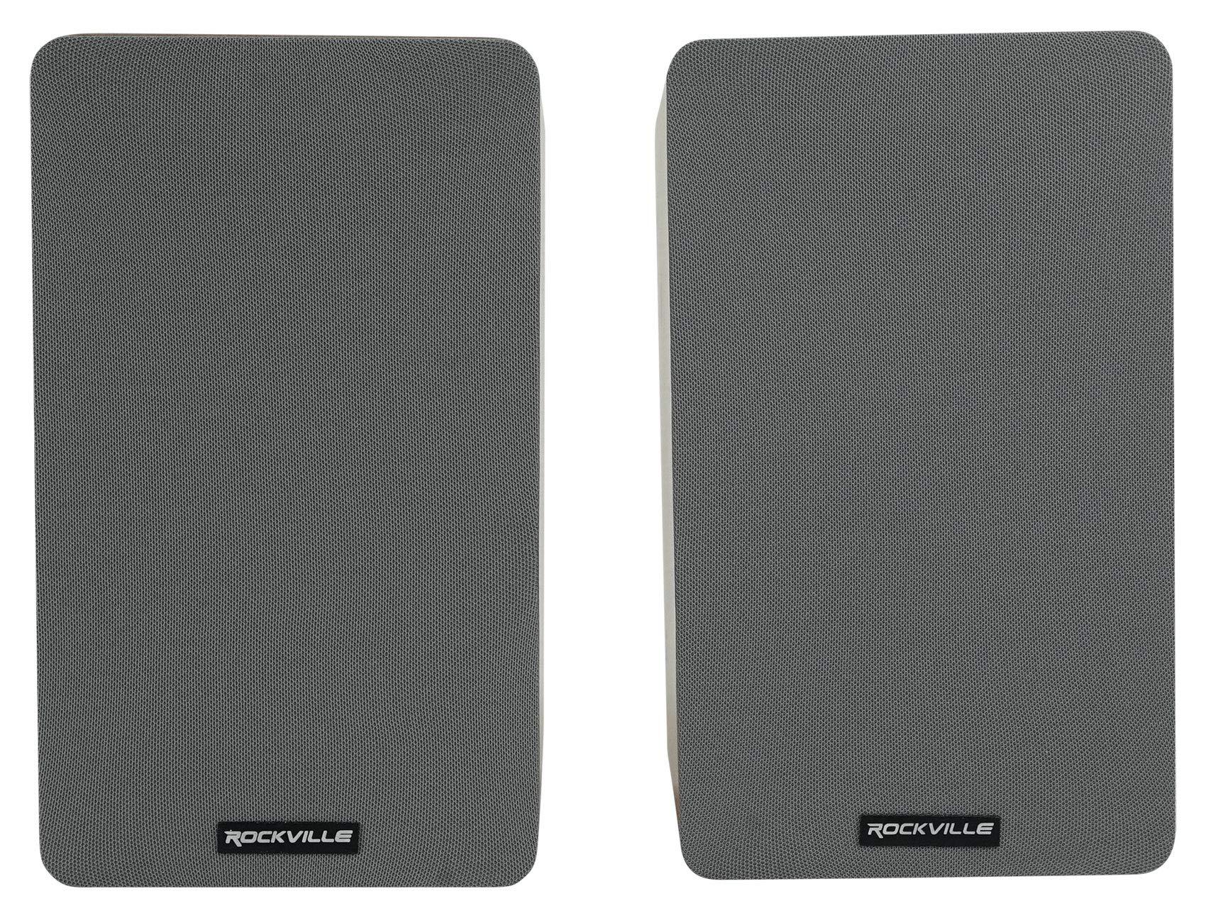 Rockville (2) Rockville RockShelf 58C Wood 5.25" Home Bookshelf Speakers+8" Wood Stands