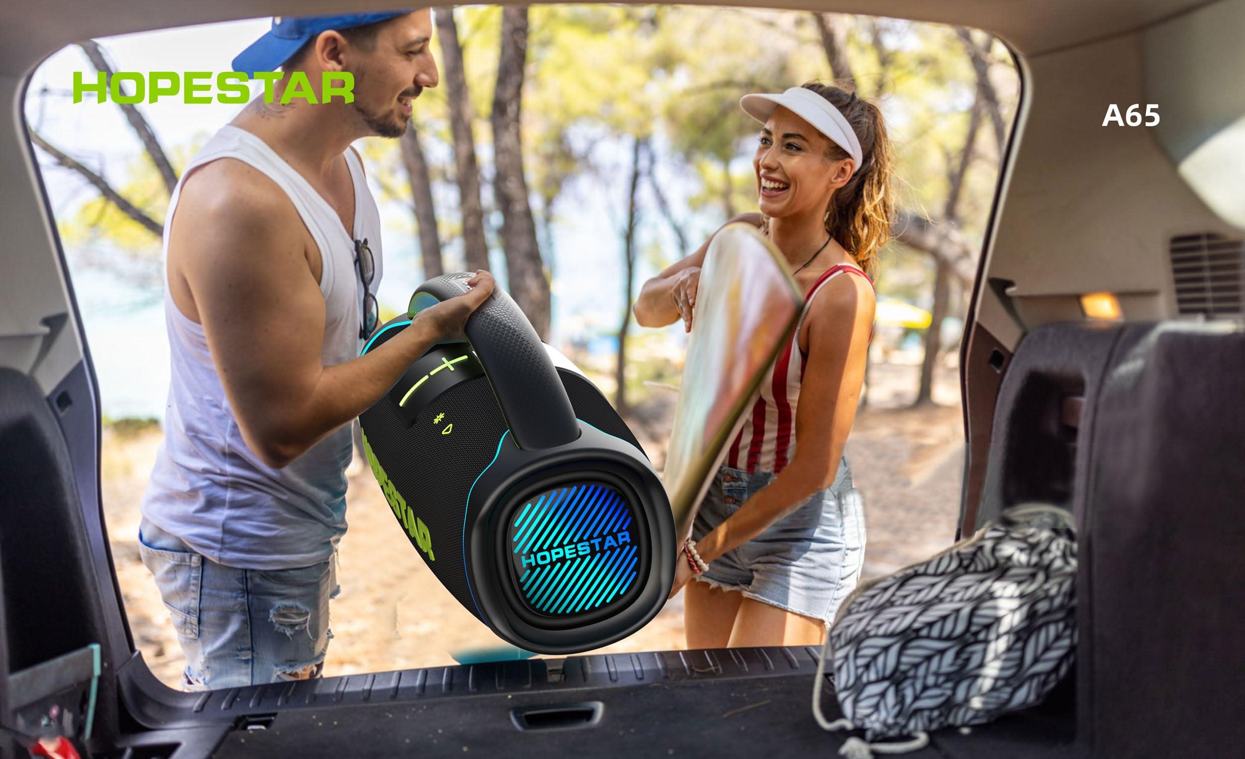 WorryFree Gadgets WorryFree Gadgets 300W Portable Speaker Wireless Bluetooth Audio Big Bass with Handle, Microphone, Hopestar Series (Gray)