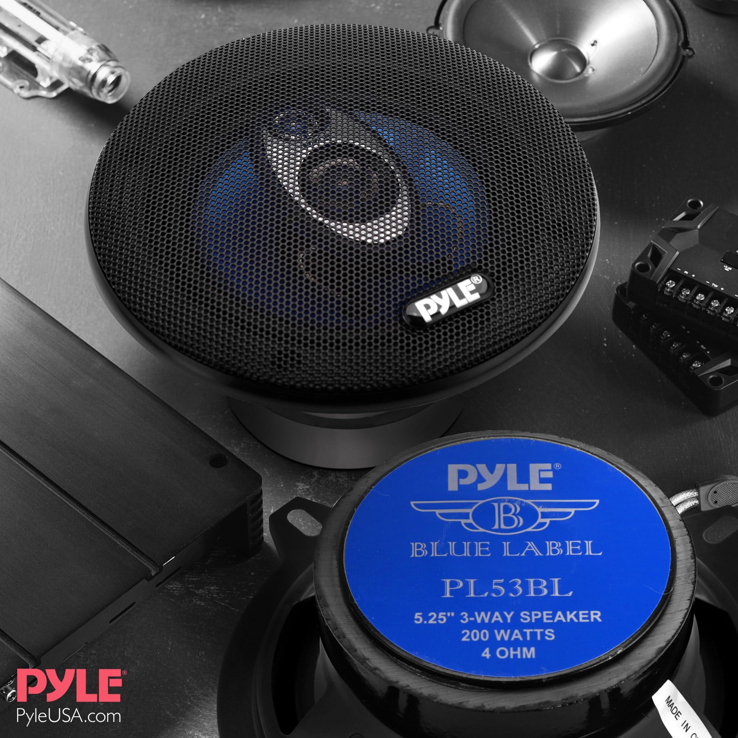 Pyle Pyle 4'' x 6'' Three Way Sound Speaker System - Pro Mid Range Triaxial Loud Audio 240 Watt per Pair w/ 4 Ohm Impedance and 3/4'' Piezo Tweeter for Car Component Stereo PL463BL