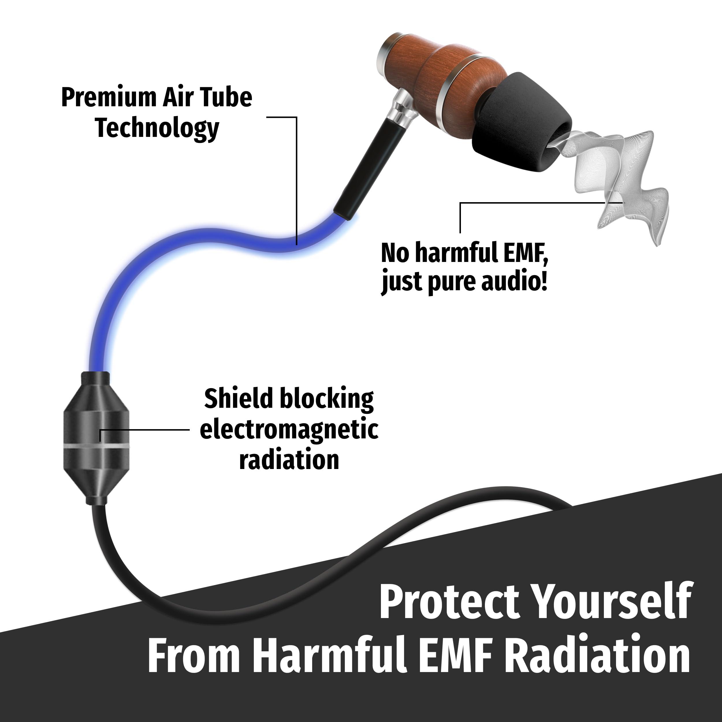 Symphonized Symphonized Premium Wooden Airtube Headphones EMF Earbuds, 3D Sound, Microphone Volume Control, 8mm Bass Drivers Granting High Audio Quality 3.5mm Jack