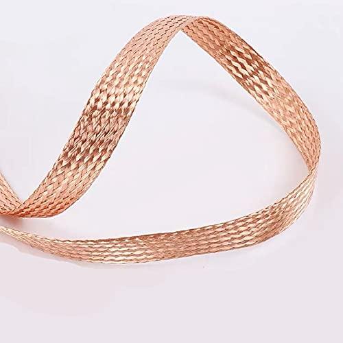 BAIWANLIN BAIWANLIN Bare Copper Braided Ground Wire Flat Stranded Soft Conductive Band Strip Strap Lead Cable Lightning Ground Rod Length: 5m,8#:15x1.5mm