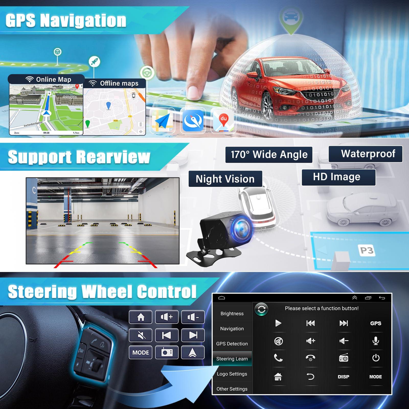 corfhy Car Audio Carplay Radio Car Multimedia Player Portable Wireless Car Stereo Car Backup Camera Infotainment System for Car 9In Stereo Radio GPS Navigation Compatible for 200 200C 200S 2015-2019