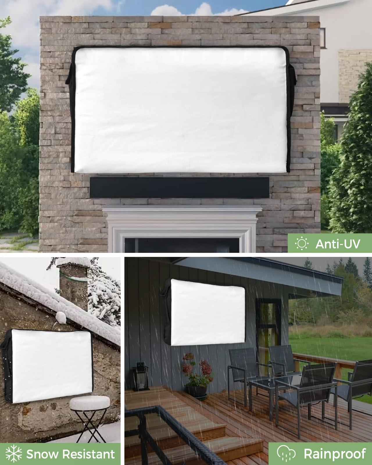 Prime Leader Outdoor TV Cover Waterproof and Weatherproof, Solid White Outside TV Cover for 80 to 85 inch LCD LED, Shield TV Display Screen Protector