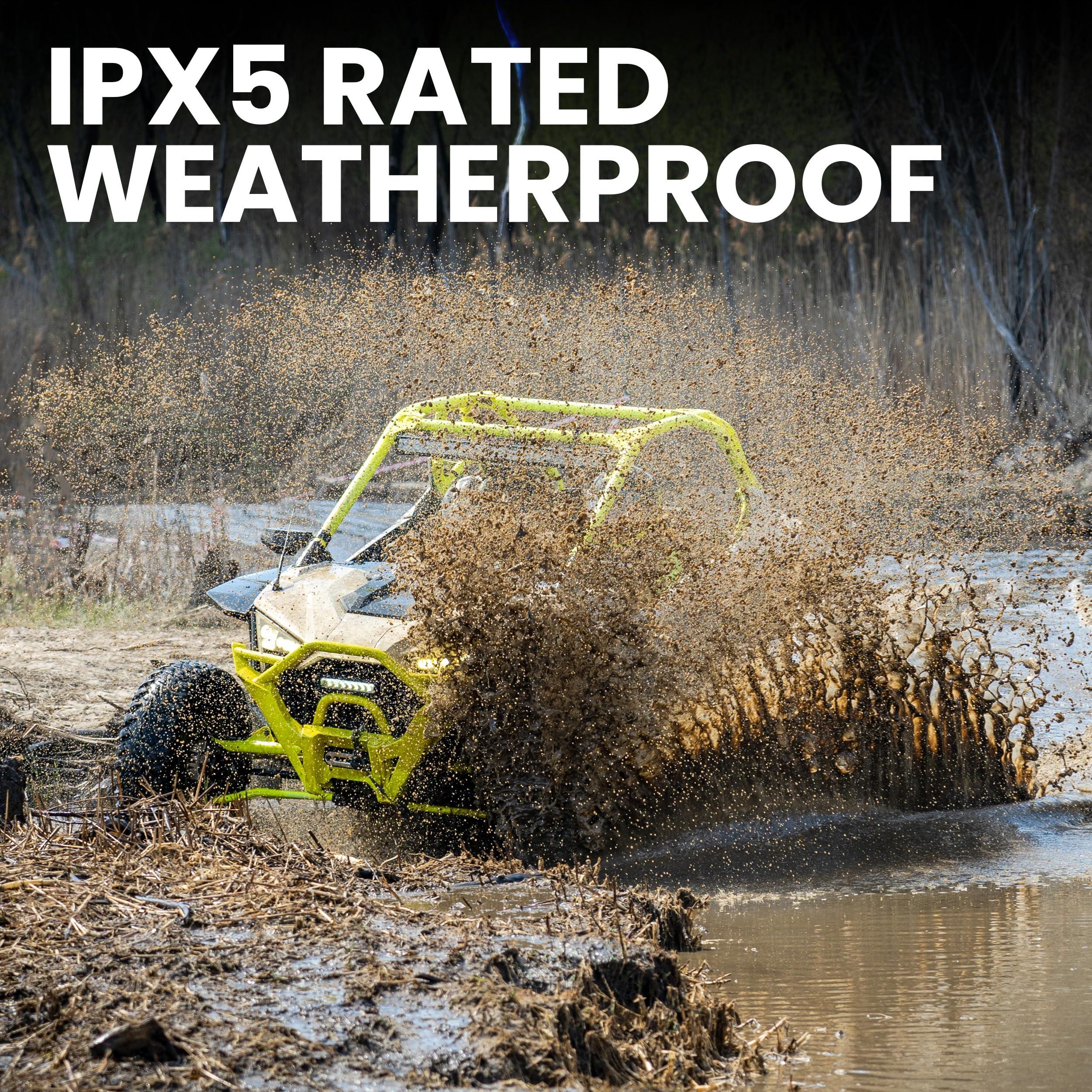 BOSS Audio Systems BOSS Audio Systems BRT17SLR ATV UTV Sound Bar - 17 Inches Wide, 3 inch Speakers, 1 Inch Tweeters, Full Range, IPX5 Weatherproof, Bluetooth, Built-in Amp, Multicolor Illumination, Golf Cart Compatible