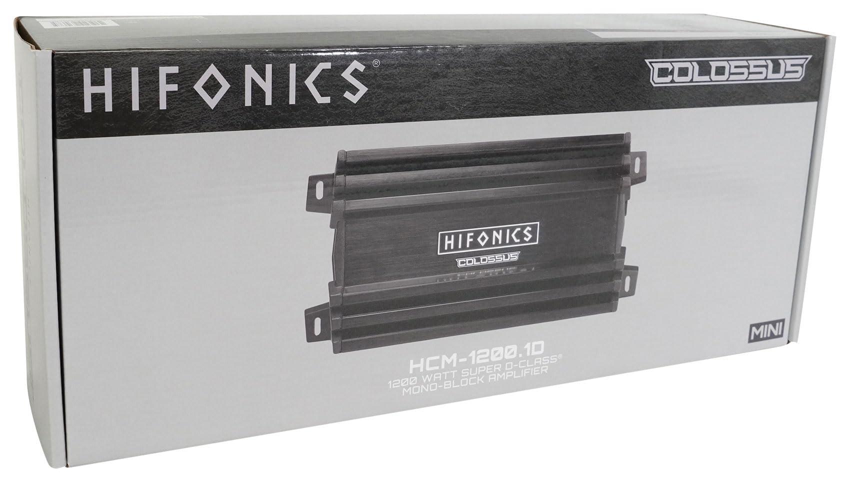 Audiosavings Audiosavings Bundle: Hifonics HCM-1200.1D 1200 Watt Mono Amplifier Mini 1 Ohm Class D Car Stereo Amp Bundle with Rockville RWK41 4 Gauge Complete Car Amp Wiring Installation Wire Kit (2 Items)