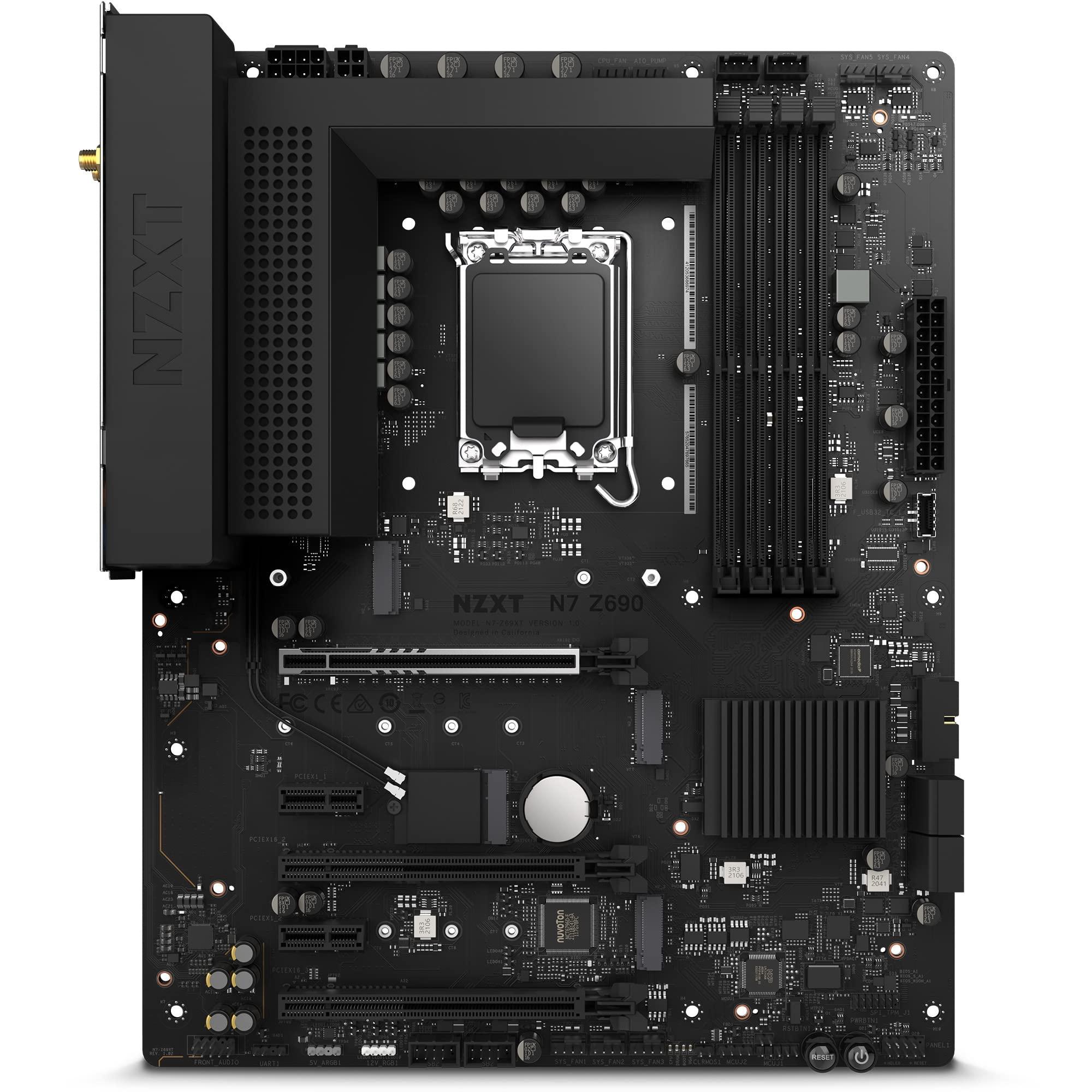 NZXT NZXT N7 Z690 Motherboard - N7-Z69XT-B1 - Intel Z690 chipset (Supports 12th Gen CPUs) - ATX Gaming Motherboard - Integrated I/O Shield - WiFi 6E connectivity - Bluetooth V5.2 - Black