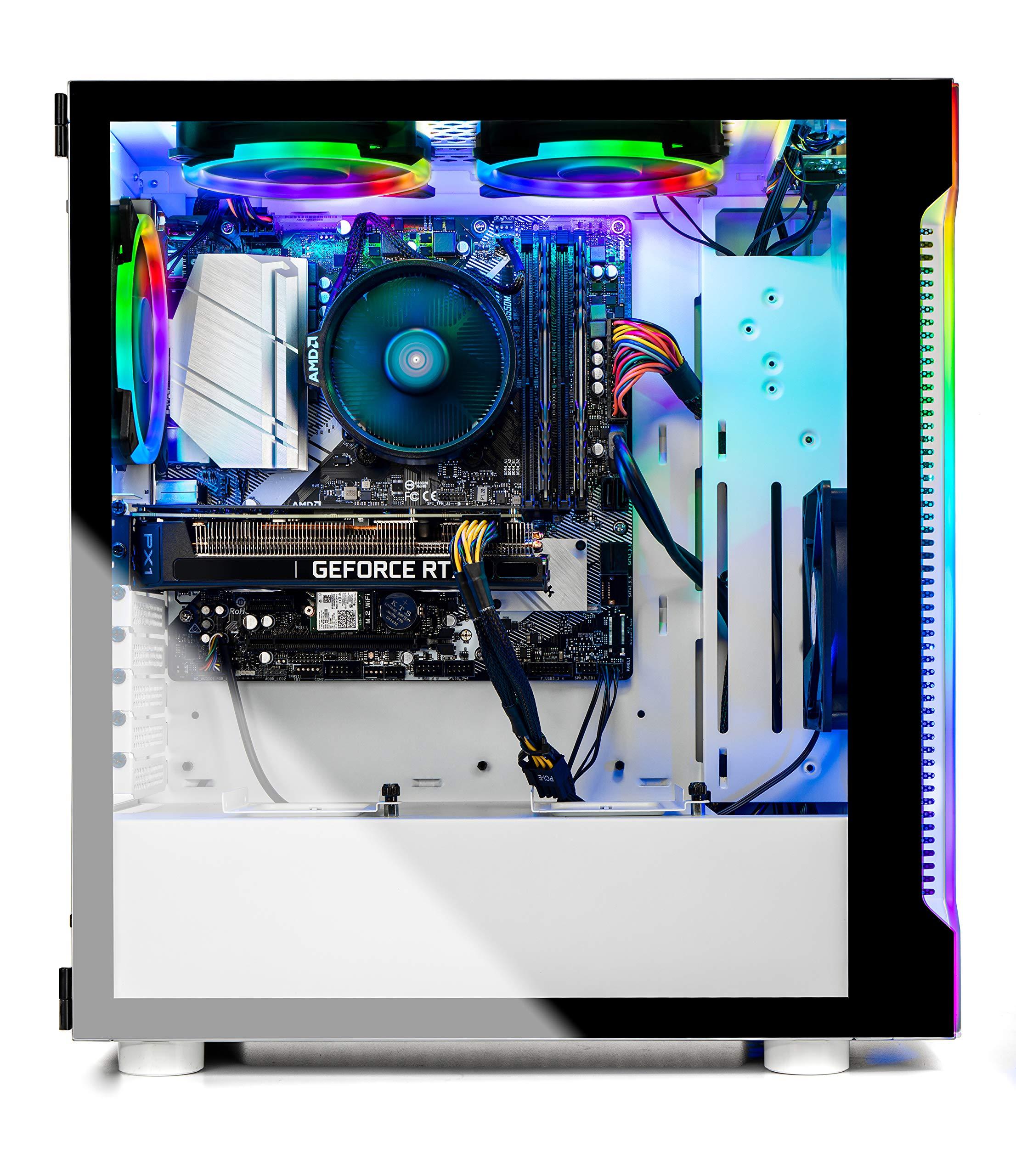 Skytech Gaming SkyTech Archangel 3.0 Gaming Computer PC Desktop - Ryzen 7 3700X 8-Core 3.6GHz, RTX 3060 12GB, 1TB SSD, 16GB DDR4 3200, RGB Fans, AC WiFi, 600W Gold PSU, Windows 11 Home 64-bit, White