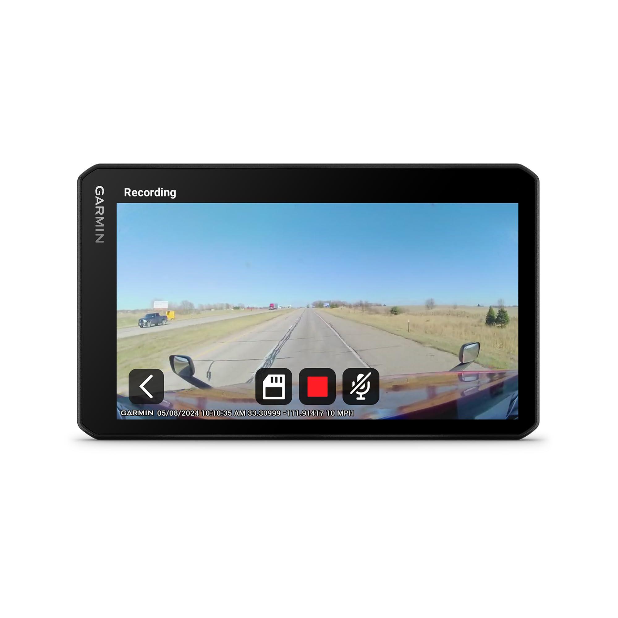 Garmin Garmin dzlCam OTR725 High-Res 7 GPS Truck Navigator with Built-in 1080P HD Dash Cam, Automatic Incident Recording, Custom Truck Routing, Satellite Imagery, Community-Shared Loading Docks