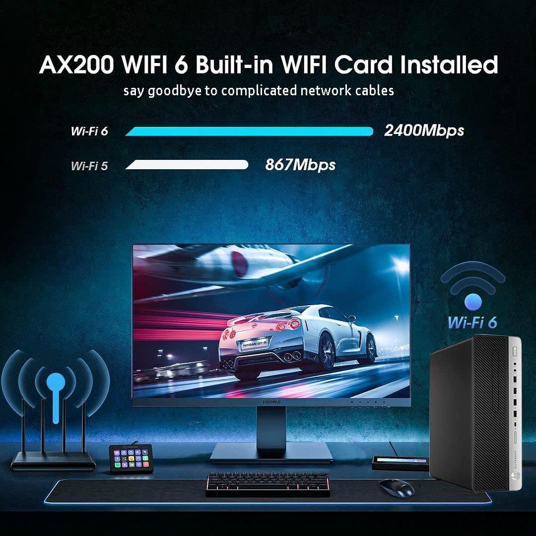 HP HP Elitedesk 800 G3 SFF PC Bundle - Dual 24'' KOORUI Monitors, Intel i7-6700,16GB DDR4,512GB NVMe SSD + 2TB HDD,AX200 Wi-Fi 6,Wireless Keyboard, Mouse,Windows 10 Pro 64-bit (Renewed), Black/Silver