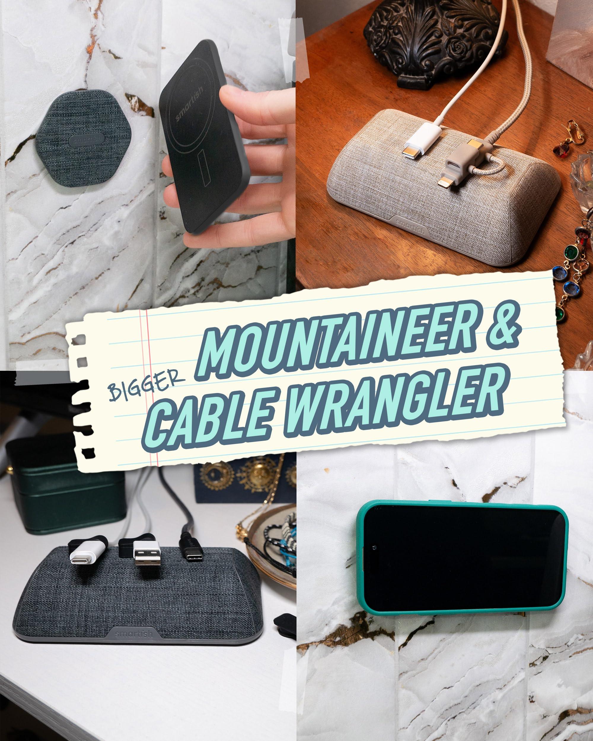 Smartish Smartish Bigger Cable Wrangler + Mountaineer MagSafe Wall Mount Bundle - Stick on Adhesive Phone Holder with Extra Strength Magnet for Apple MagSafe Accessories - Lightly Toasted Beige