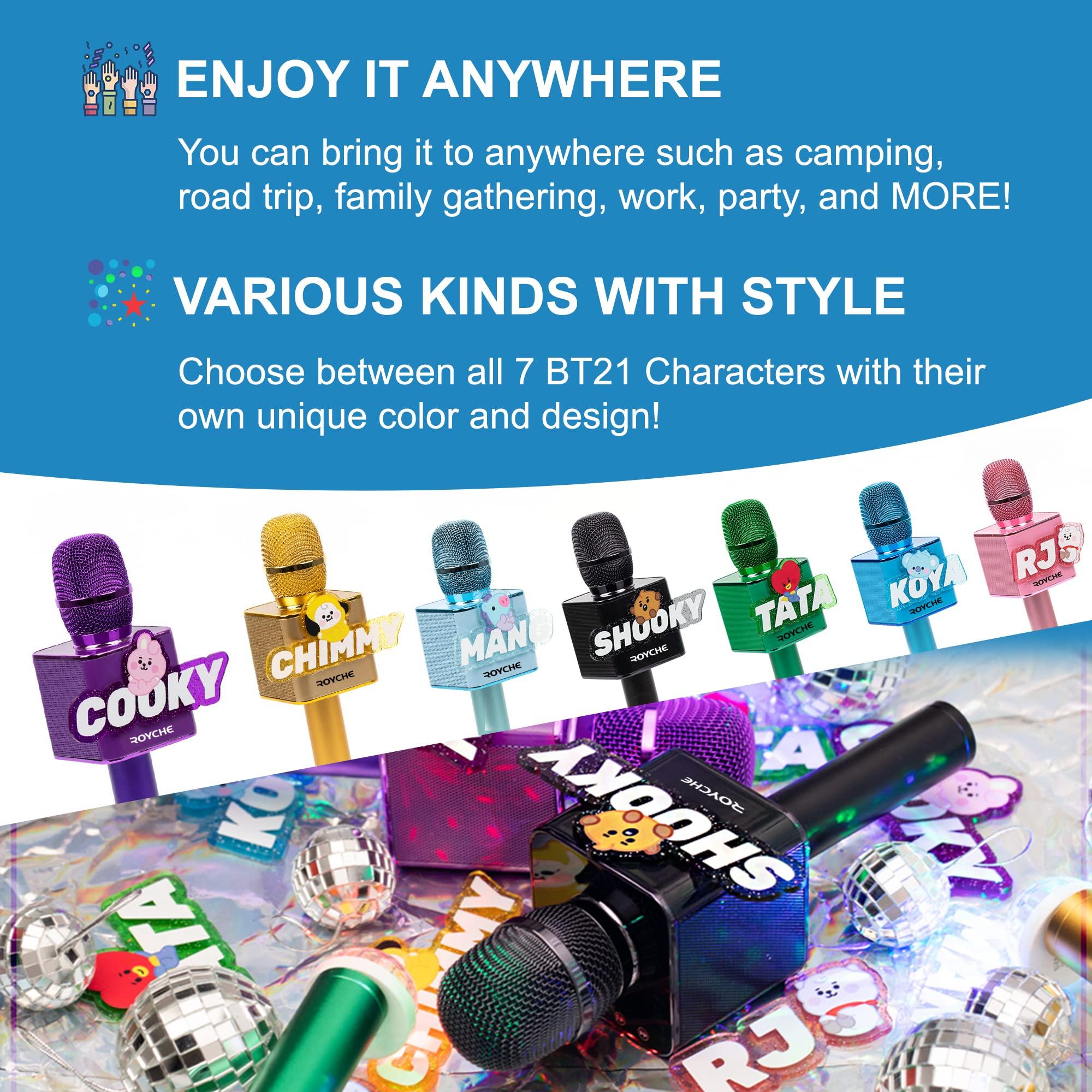 ROYCHE ROYCHE BTS Bluetooth Wireless Mic & Speaker, All Seven BTS Characters in Their Own Cute Colors (MANG)