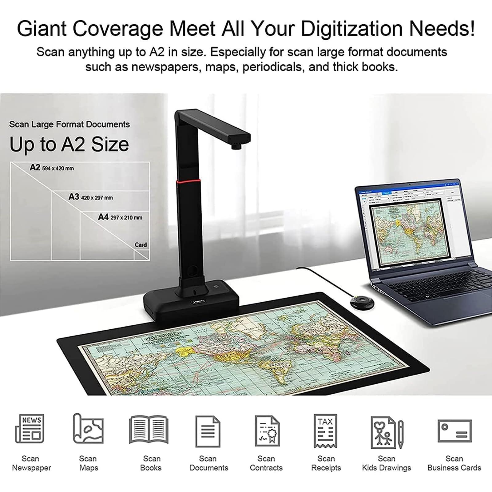 LHQYA Document Scanner, 23MP A2 Large Format Camera Scanner, Built-in OCR Function/Support Video Recording/Built-in High-brightness LED Light, for Book/Document Scanning