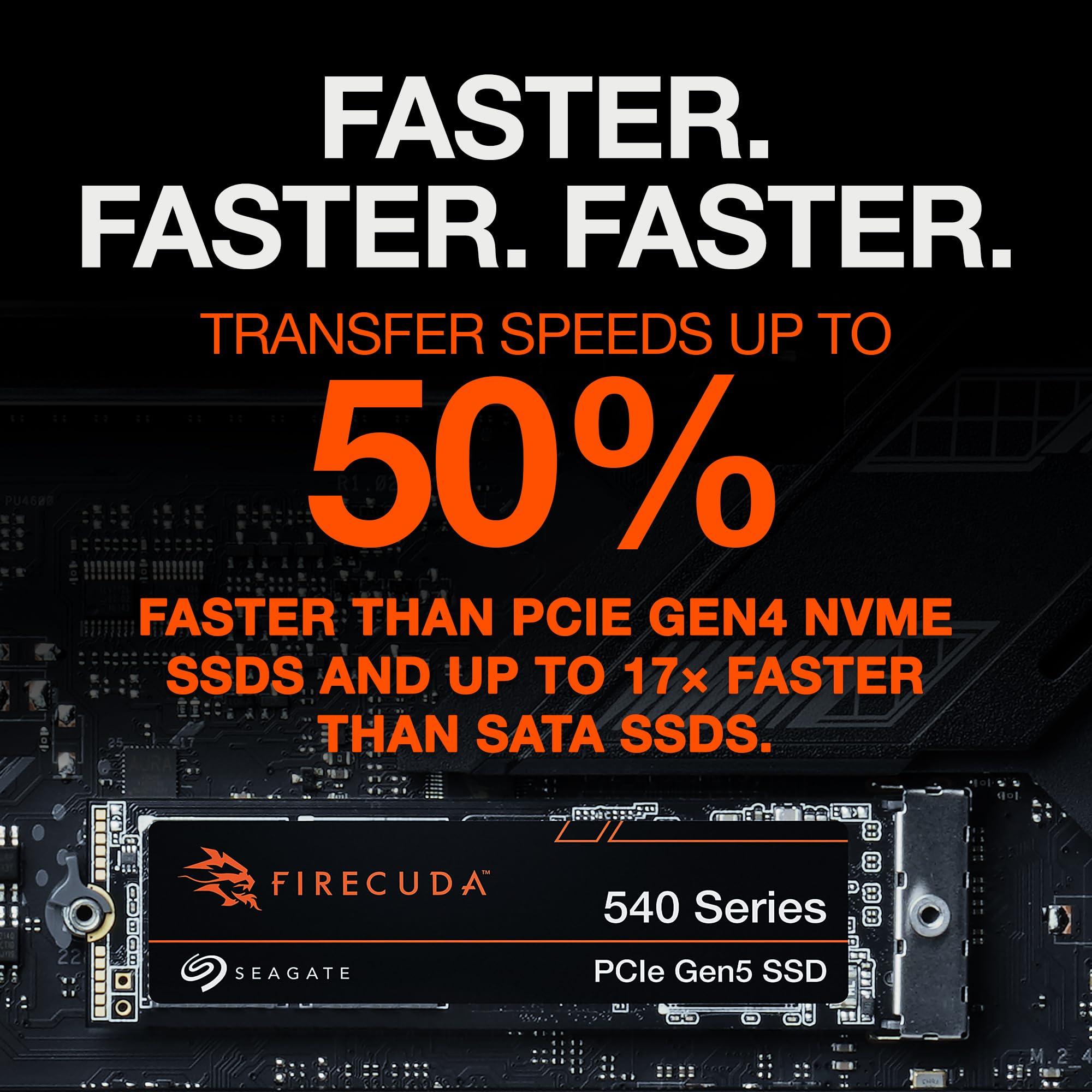 Seagate Seagate FireCuda 540 SSD 1TB Internal Solid State Drive - M.2 2280 PCIe Gen5, speeds up to 10,000MB/s and 2000TB TBW, with Rescue Services (ZP1000GM3A004)