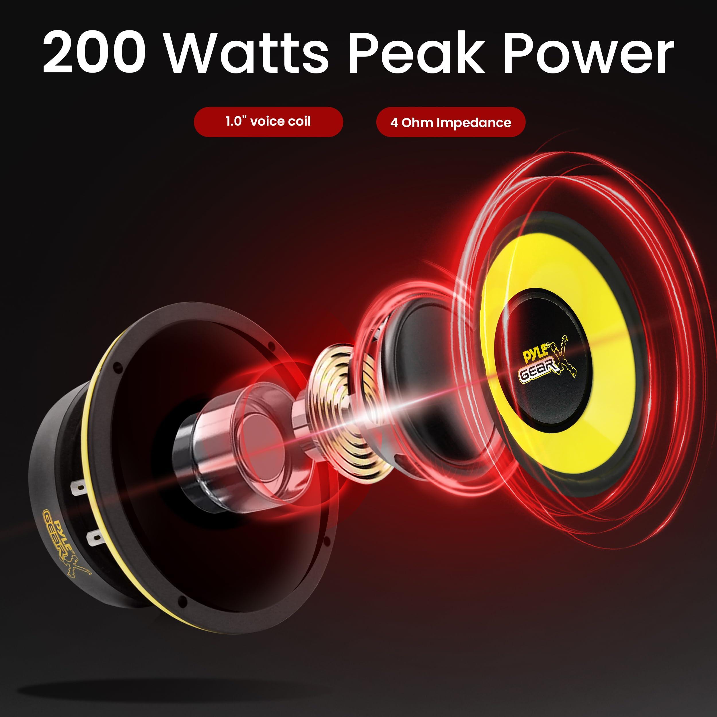 Pyle Pyle Car Mid Bass Speaker System - Pro 5 Inch 200 Watt 4 Ohm Auto Mid-Bass Component Poly Woofer Audio Sound Speakers For Car Stereo w/ 30 Oz Magnet Structure, 2.2 Mount Depth Fits OEM - PLG54