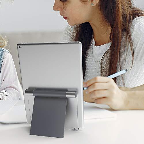 TechMatte TechMatte Large iPad Stand Adjustable Foldable Aluminum Stand for iPad, iPad Pro 12.9, iPad Pro 11, iPad Air, iPad Mini, iPhone 11 Pro Max XS XR, E-Readers