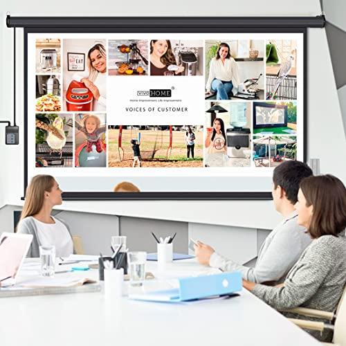 VIVOHOME VIVOHOME 100 Inch Electric Motorized Projector Screen with Remote, 16:9 8K 4K Ultra HD Widescreen for Movie Home Theater Cinema Office Video Game