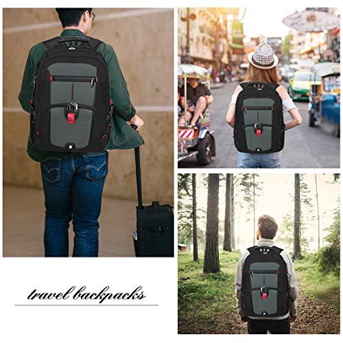 NUBILY NUBILY Laptop Backpack 17 Inch Waterproof Extra Large TSA Travel Backpack Anti Theft College Business Mens Backpacks with USB Charging Port 17.3 Gaming Computer Backpack for Women Men 45L Grey
