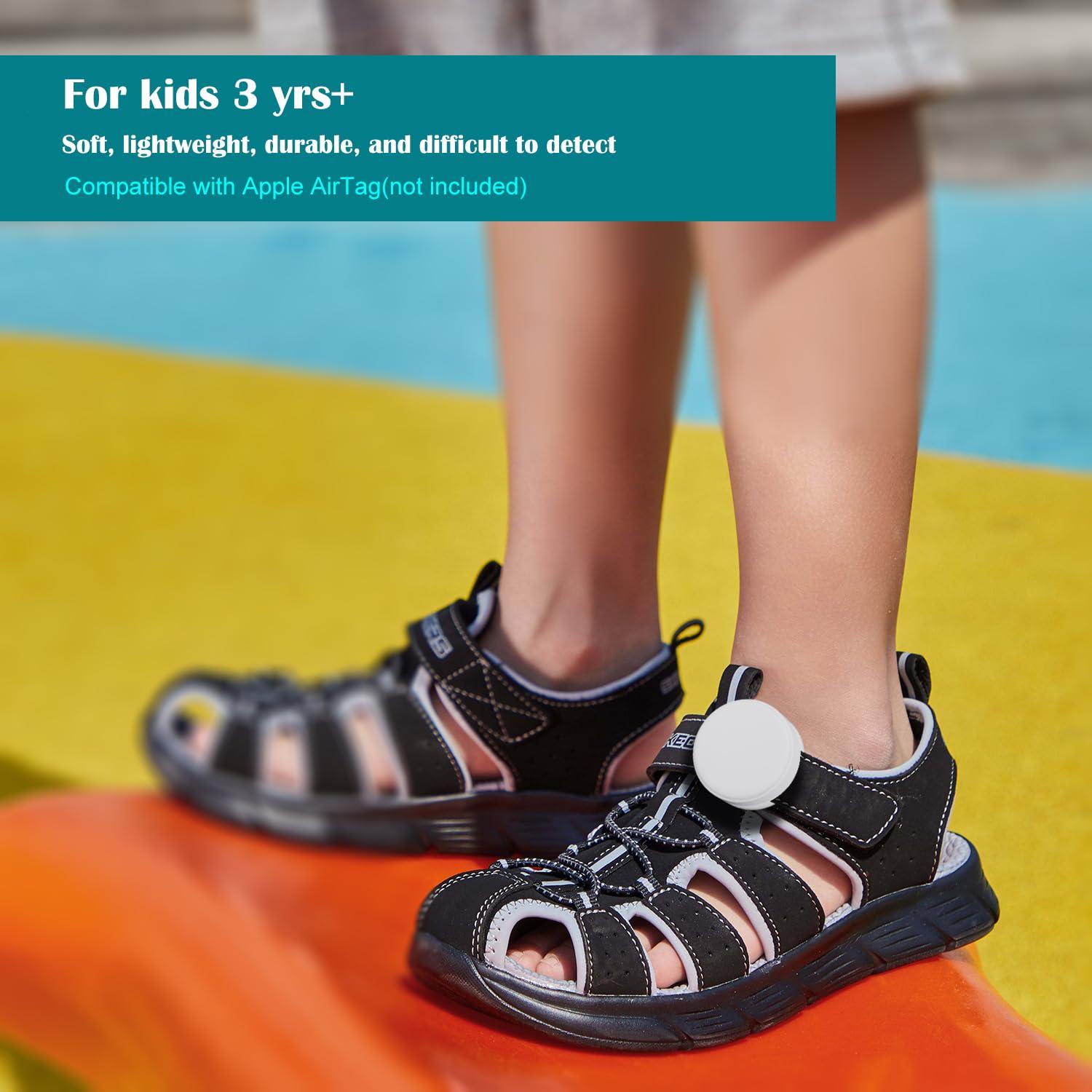 ZUBUHUHU 2 Pack AirTag Holder for Kids Shoelaces, Hidden Silicone Air Tag Case Holder for Children Shoes Shoestring (Black, White)