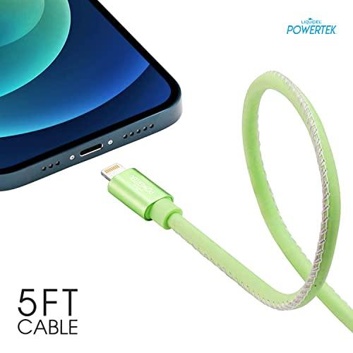 LIQUIPEL LIQUIPEL Powertek Glow MFi Certified Charger Compatible for Apple iPhone, iPad, 5ft Cable, Lightning to USB Cable Cord, Fast Charging Lightning Cable (Green)