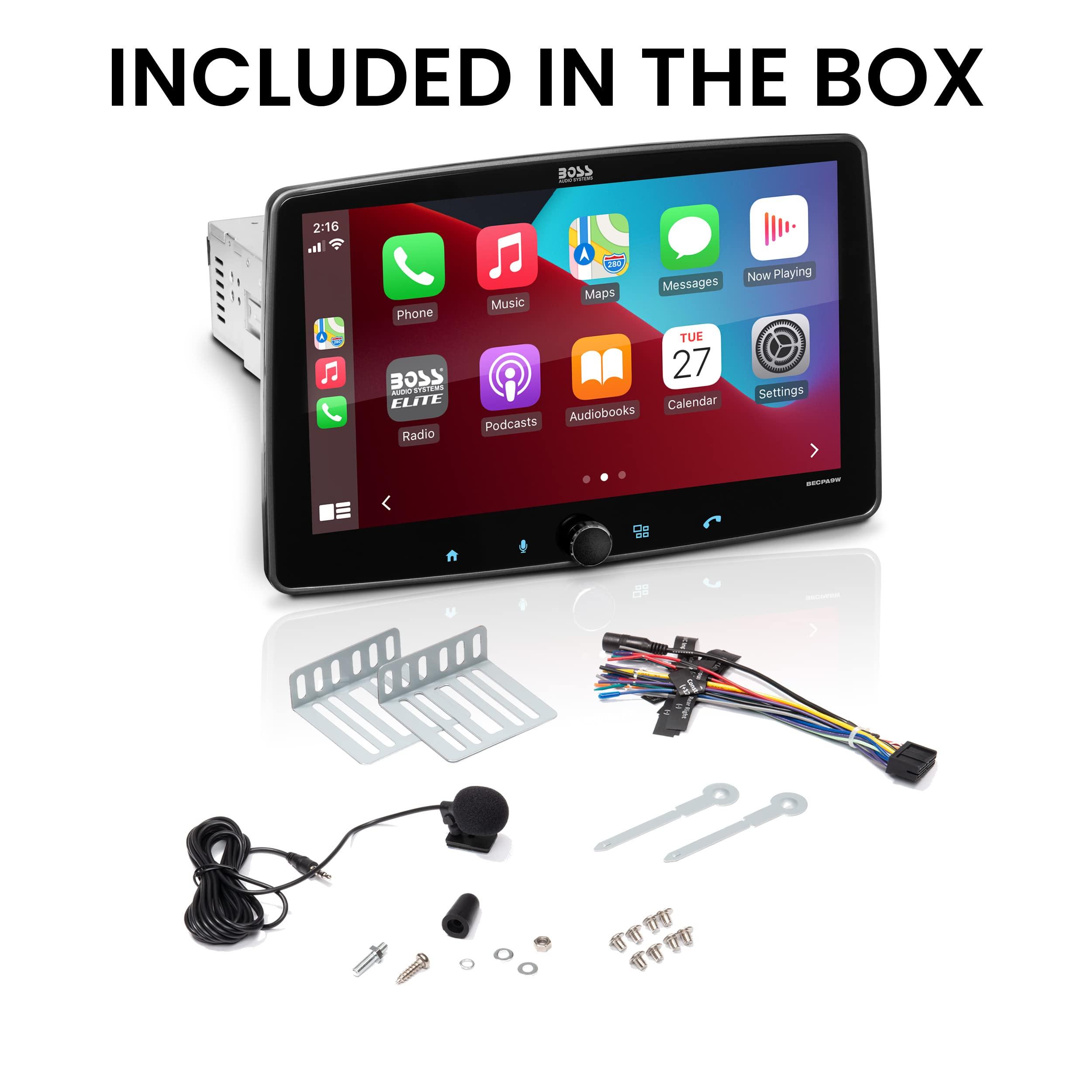 BOSS Audio Systems BOSS Audio Systems Elite BECPA9W Car Stereo Wireless Apple CarPlay & Android Auto, 9 Inch Single Din Touchscreen, Bluetooth Head Unit, Radio Receiver, USB, No CD DVD Player