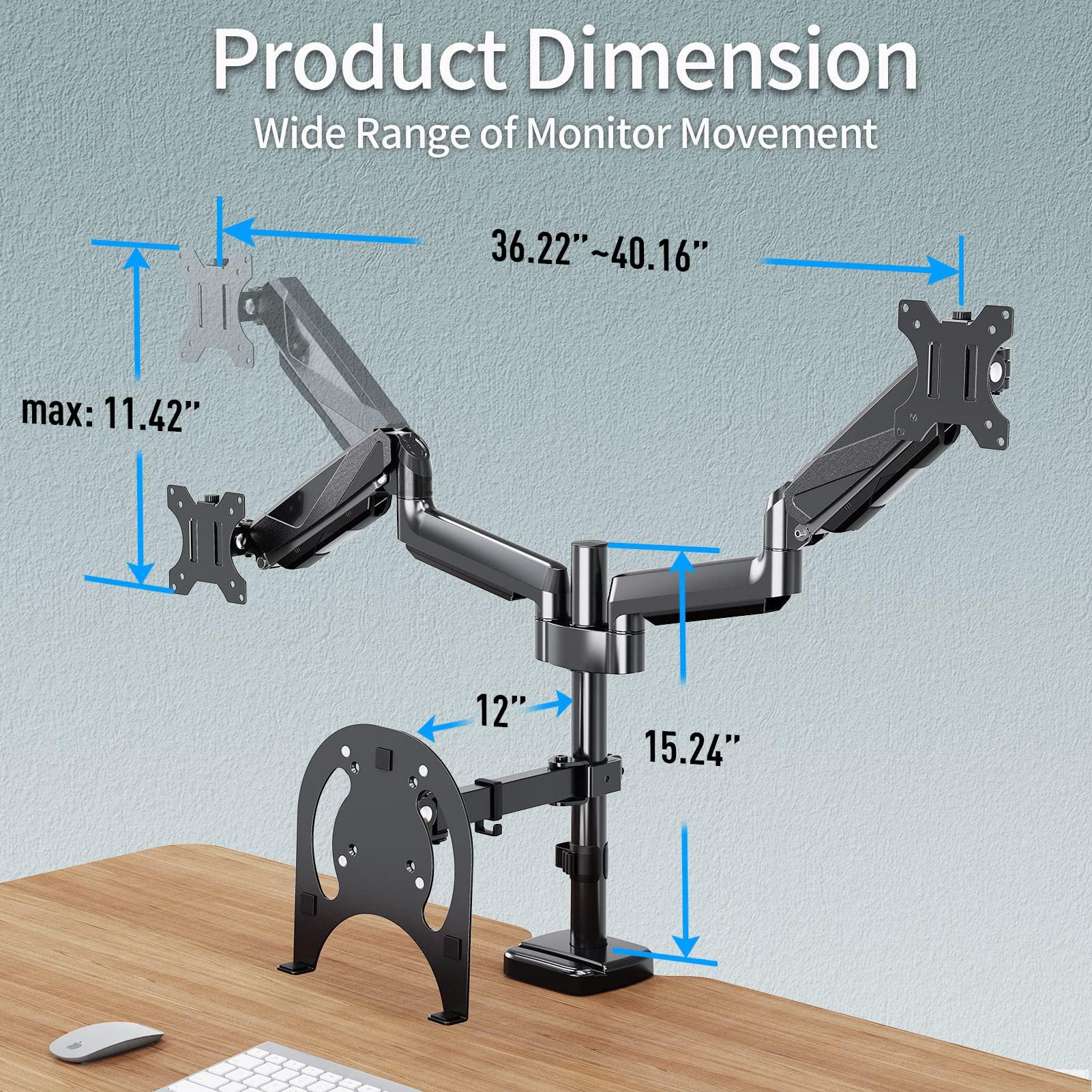 MOUNTUP MOUNTUP Dual Monitor Wall Mount Bundle with Dual Monitor and Laptop Desk Mount for VESA Bracket 75x75mm/100x100mm