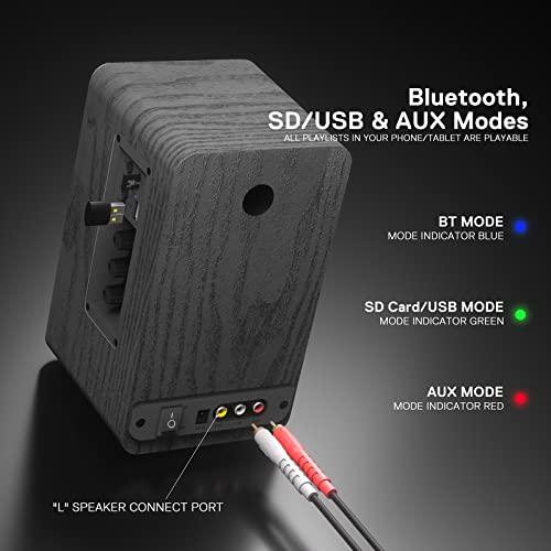 Redragon Redragon GS813 Wireless Desktop Speakers, 2.0 Bookshelf Speaker w/20W Output, BT 5.0/3.5mm AUX, Enhanced Bass/Treble Knob and TF Card/USB Flash Drive Supported