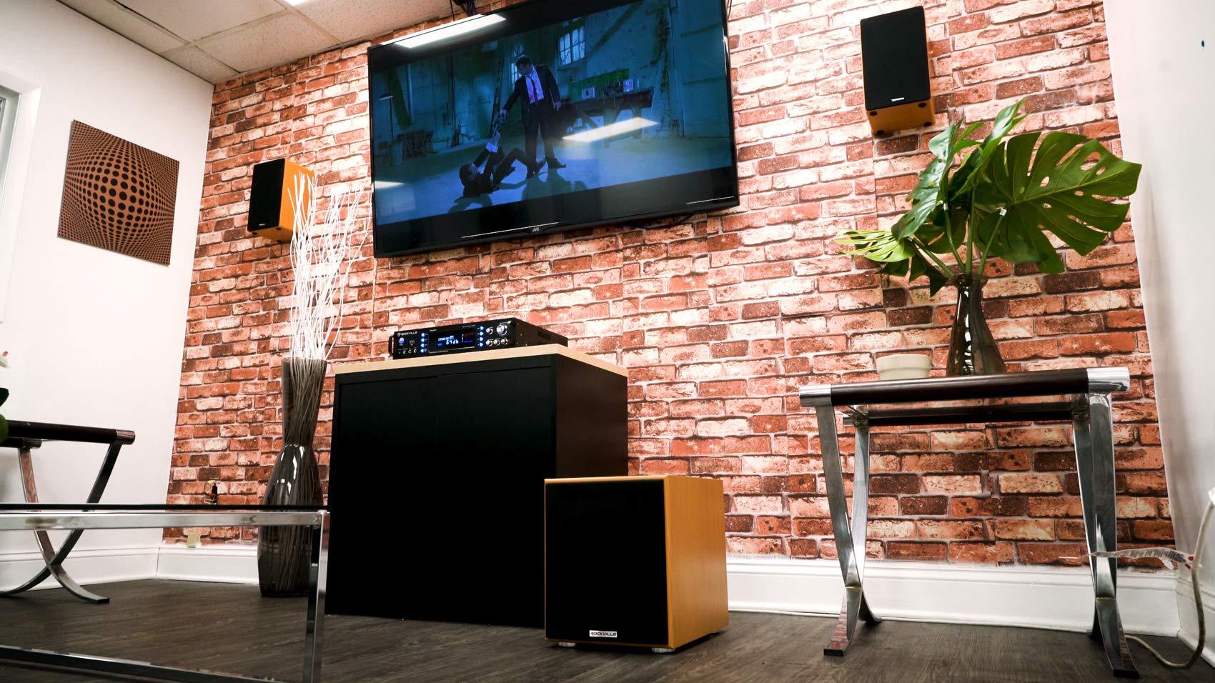 Rockville Rockville Rock Shaker 8 Classic Wood, 8\" Powered Subwoofer, 400W, Deep Bass, Class-D Amp, RCA Inputs, Perfect for Home Theater & Studio