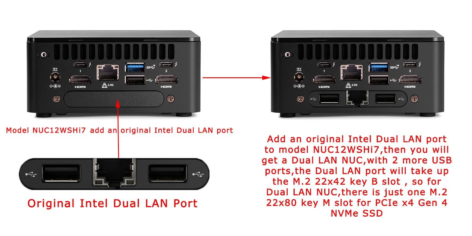 WEELIAO Intel NUC 12 Pro NUC12WSHi7 Dual LAN Mini Desktop Computer, 12th Gen Core i7-1260P(12C/16T, Up to 4.4G) Mini PC,8G RAM,256G SSD