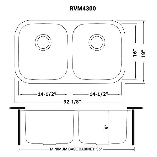 Ruvati Ruvati 32-inch Undermount 50/50 Double Bowl 16 Gauge Stainless Steel Kitchen Sink - RVM4300
