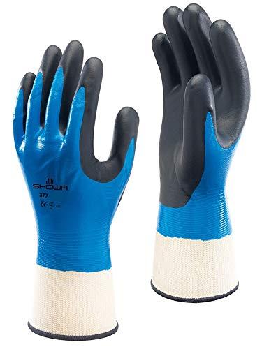 SHOWA SHOWA 377M-07 Nitrile Foam Coating on Nitrile Glove with Polyester/Nylon Knit Liner, Medium (Pack of 12 Pairs)