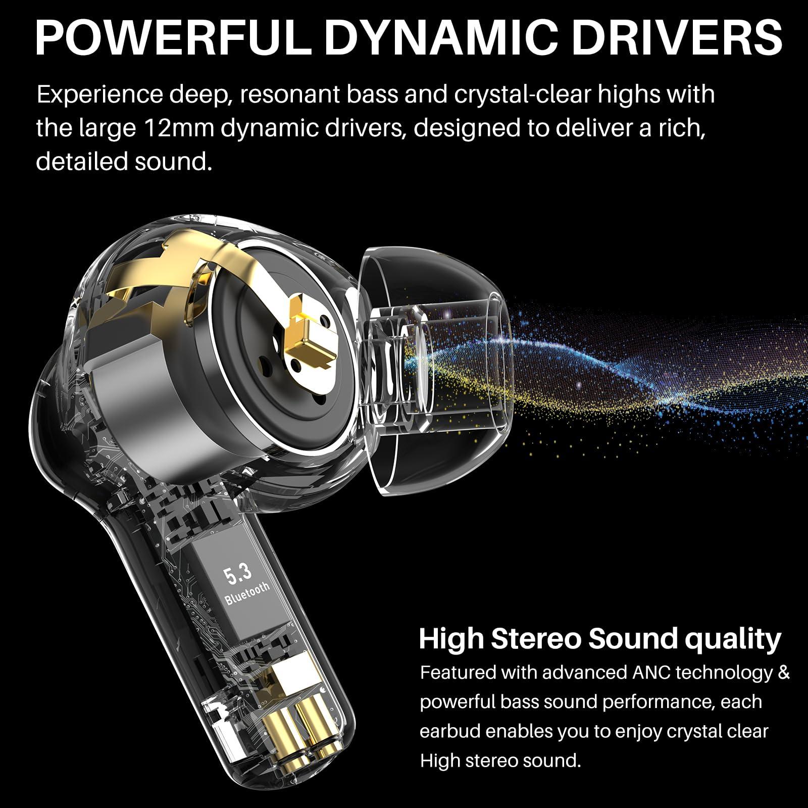 TOZO TOZO Hybrid Active Noise Cancelling Wireless Earbuds with 6 Mics AI Clear Call Ear Buds 55H Playtime with LED Display 32 Preset EQs via APP Bluetooth 5.3 IPX8 Waterproof in Ear Headphones