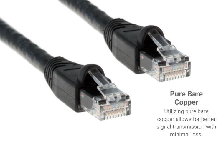 CablesAndKits CablesAndKits - Cat6a Ethernet Cable, Booted, Jacket: PVC (CM), 25 ft, Black, Pure Copper, RJ45 Computer & Networking Patch Cord