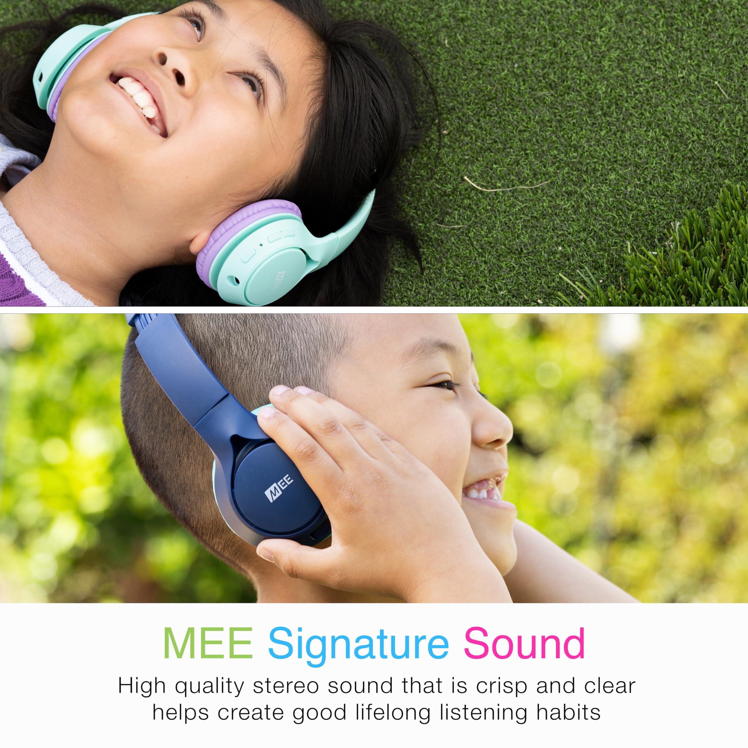 MEE audio MEE audio KidJamz KJ45BT Children's Safe Listening Bluetooth Wireless Headphones with Volume Limiter & Microphone, Adjustable On-Ear Kids Headset for Online Learning/School/Travel/Tablet (Blue/Teal)
