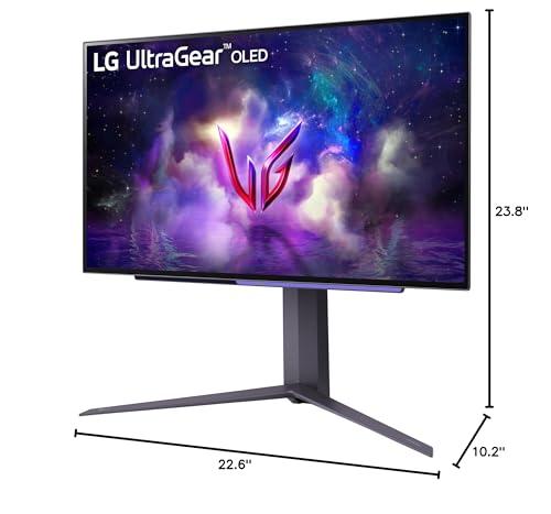 LG LG 27GS93QE 27-inch Ultragear OLED Gaming Monitor QHD 240Hz 0.03ms DisplayHDR True Black 400 AMD FreeSync Premium Pro NVIDIA G-Sync HDMI 2.1 DisplayPort Tilt/Height/Pivot Stand Black
