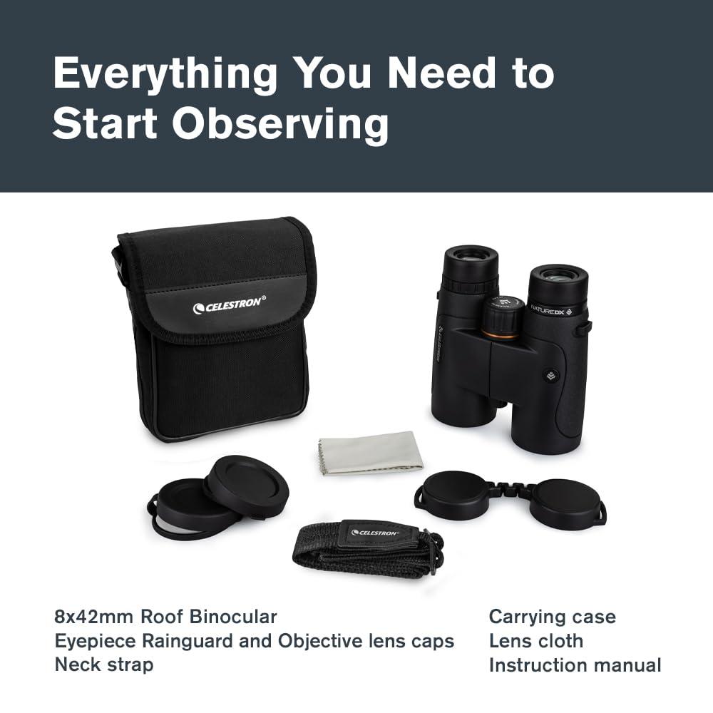 Celestron Celestron - Nature DX 8x42 Binoculars Ideal for Birding and Outdoors 42mm Objective Lenses Wide 7.4 Field of View BaK-4 Prisms Fully Multi-Coated Waterproof and Fogproof