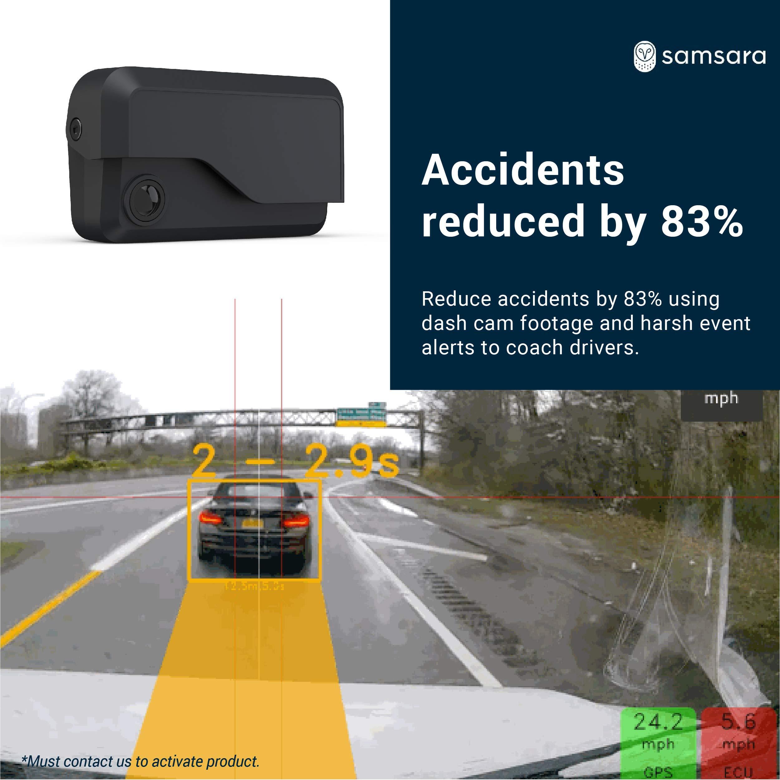 Samsara Samsara CM31 Front-Facing AI Dash Cam with VG34 Cellular Vehicle IoT Gateway and 3-Year License | 121 Semi-Wide Angle , HDR, Motion Detection, Nighttime, Loop Recording