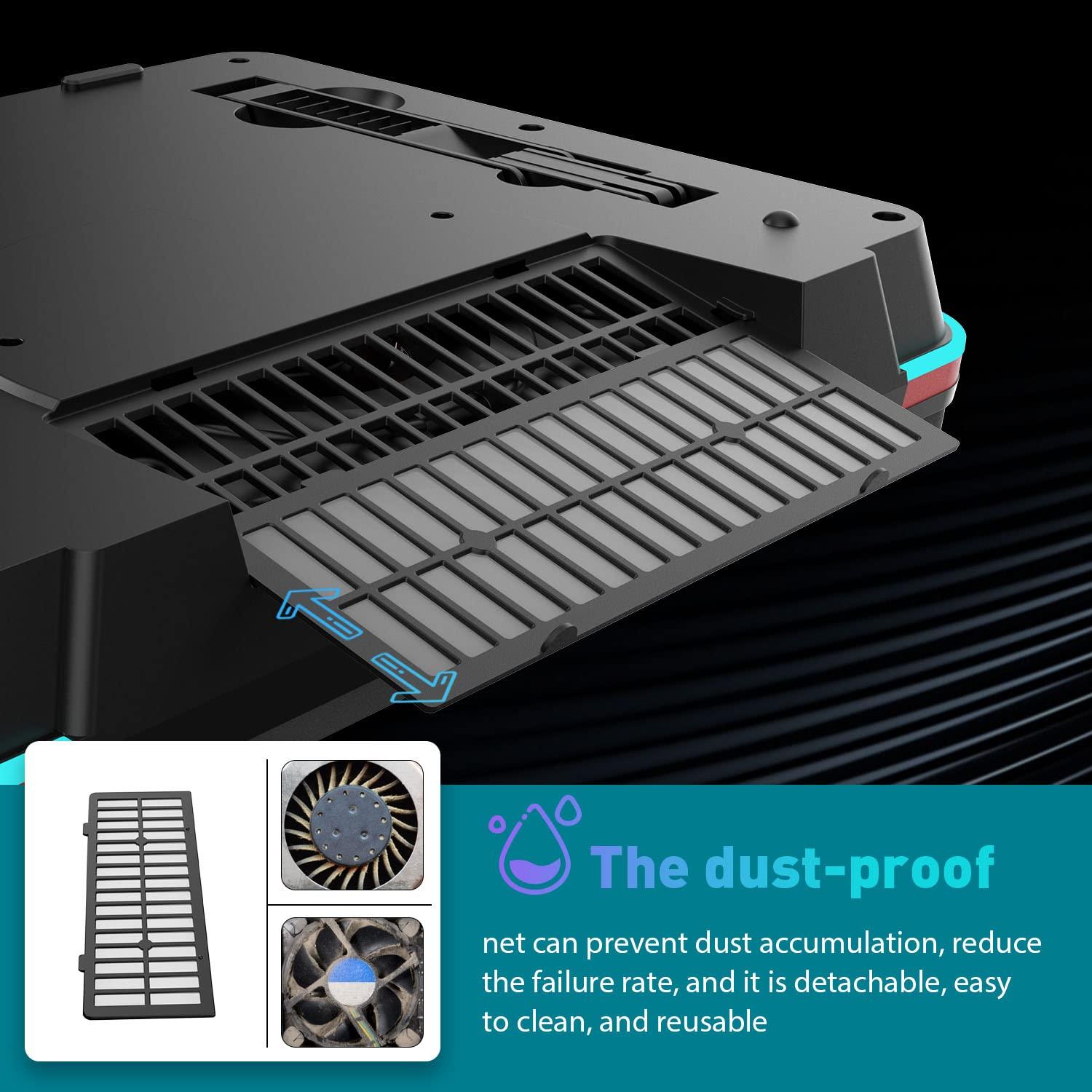 IETS IETS GT500 Powerful Turbo-Fan (5000 RPM) RGB Laptop Cooling Pad with Infinitely Variable Speed,Seal Foam for Rapid Cooling Gaming Laptop,Dust Filter for Protect Laptop,13-17.3inch Laptop Cooler