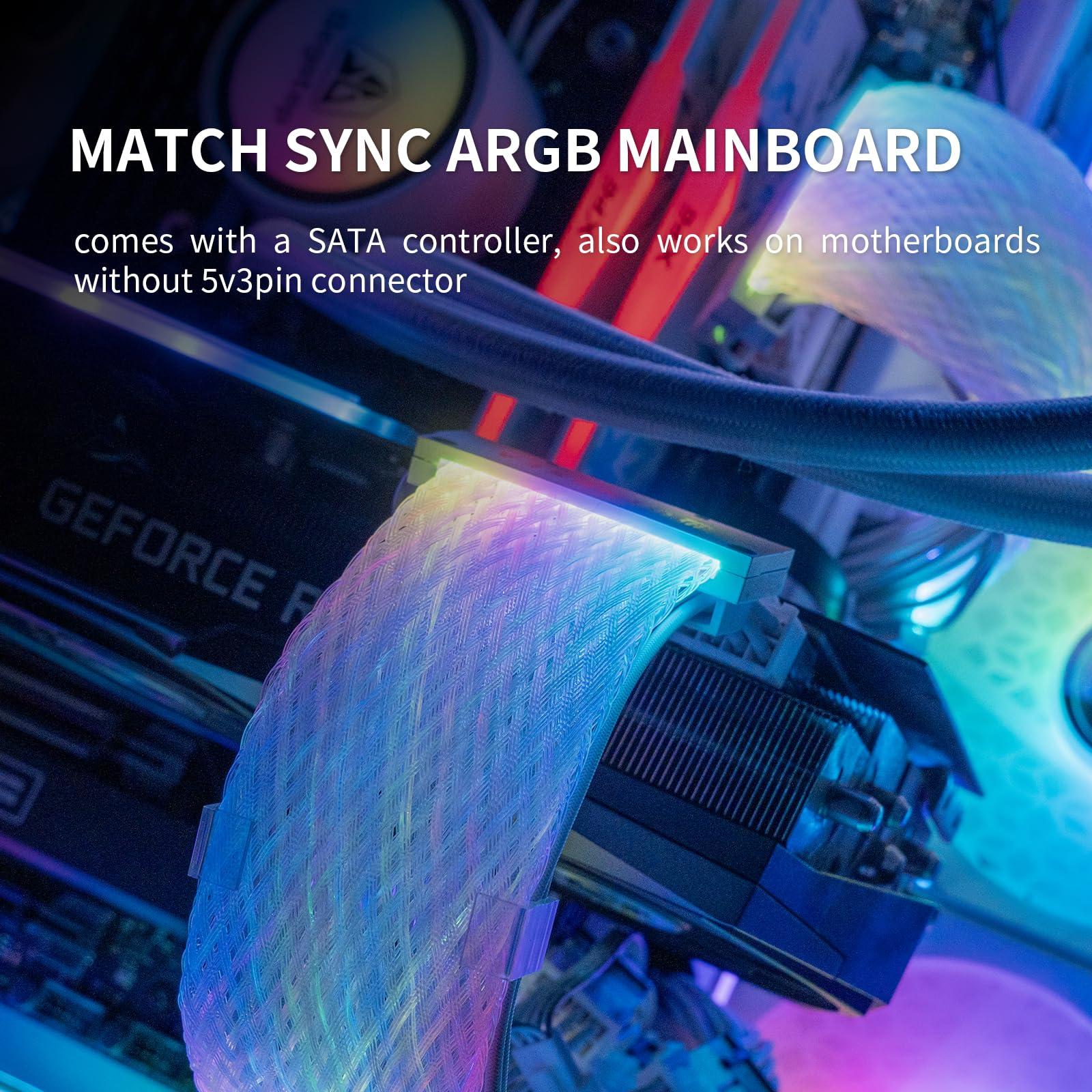 Sirlyr Sirlyr RGB PSU Cables,Full White ARGB GPU Power Supply Cable 3 * 8(6+2) Pin,Strimer Extension Cable Kit 5V 3Pin Synchronized,Customed White PC Chassis (White Connector)